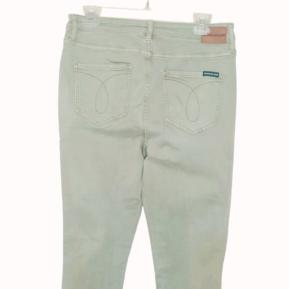 Calvin Klein Jeans Women's Size 10 (30x25) Green Stretch Cotton Blend Pants - Picture 4 of 6